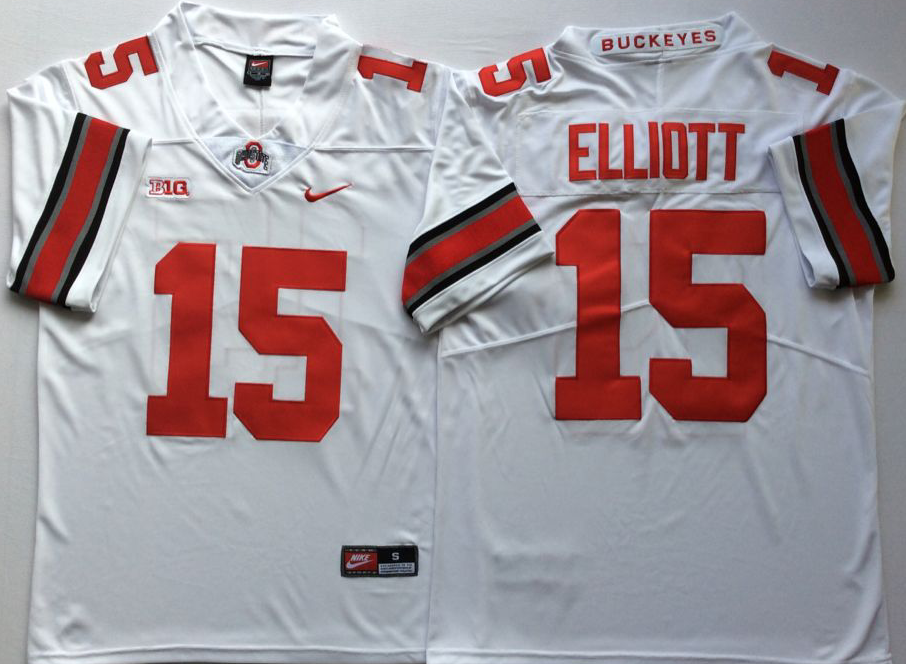 Ohio State Buckeyes White #15 ELLIOTT Jersey