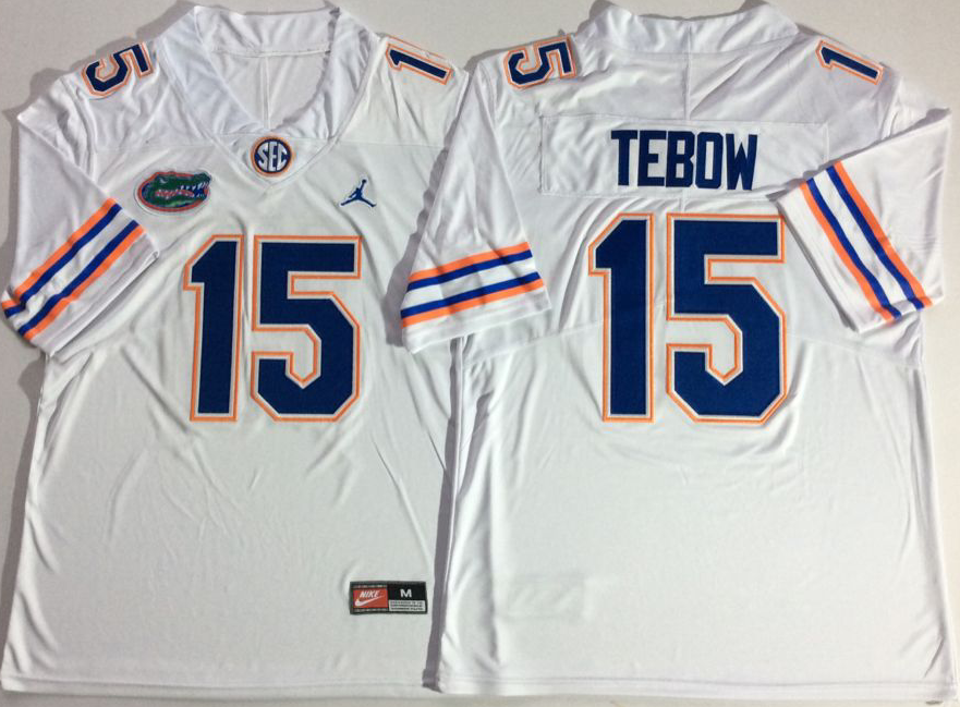 Jordan Florida Gators White #15 TEBOW Jersey
