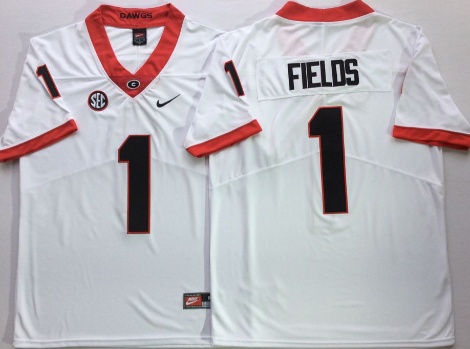 Georgia Bulldogs White #1 FIELDS Jersey