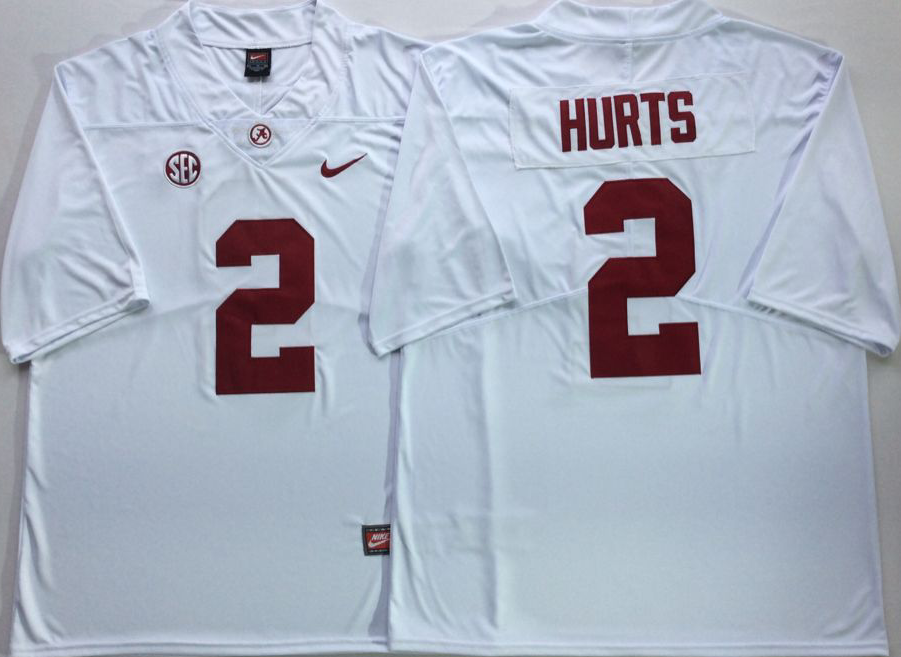 Alabama Crimson Tide White #2 HURTS Jersey