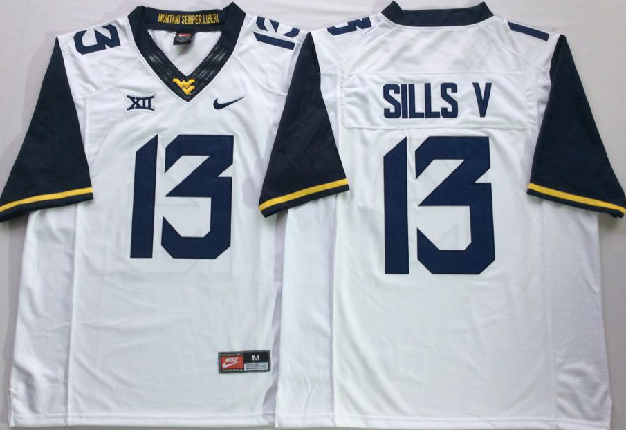 West Virginia Mountaineers White #13 SILLS V 14486391 Jersey