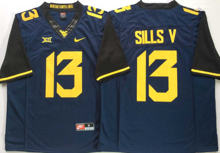 West Virginia Mountaineers Blue #13 SILLS V 14486390 Jersey