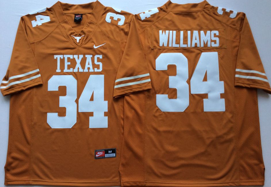 Texas Longhorns YELLOW #34 WILLIAMS Jersey
