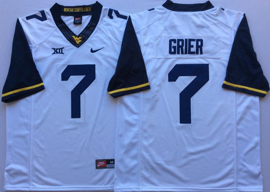 West Virginia Mountaineers White #7 GRIER Jersey