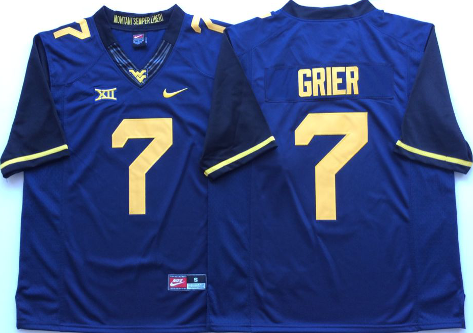 West Virginia Mountaineers Blue #7 GRIER Jersey