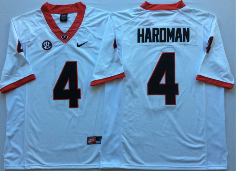 Georgia Bulldogs White #4 HARDMAN Jersey