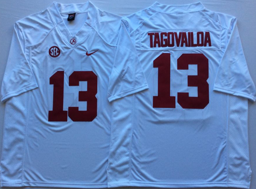 Alabama Crimson Tide White #13 TAGOVAILOA Jersey