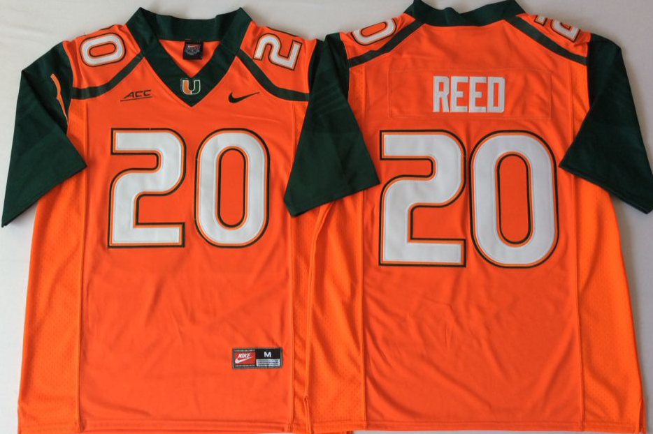 2018 Miami Hurricanes Orange #20 REED Jersey