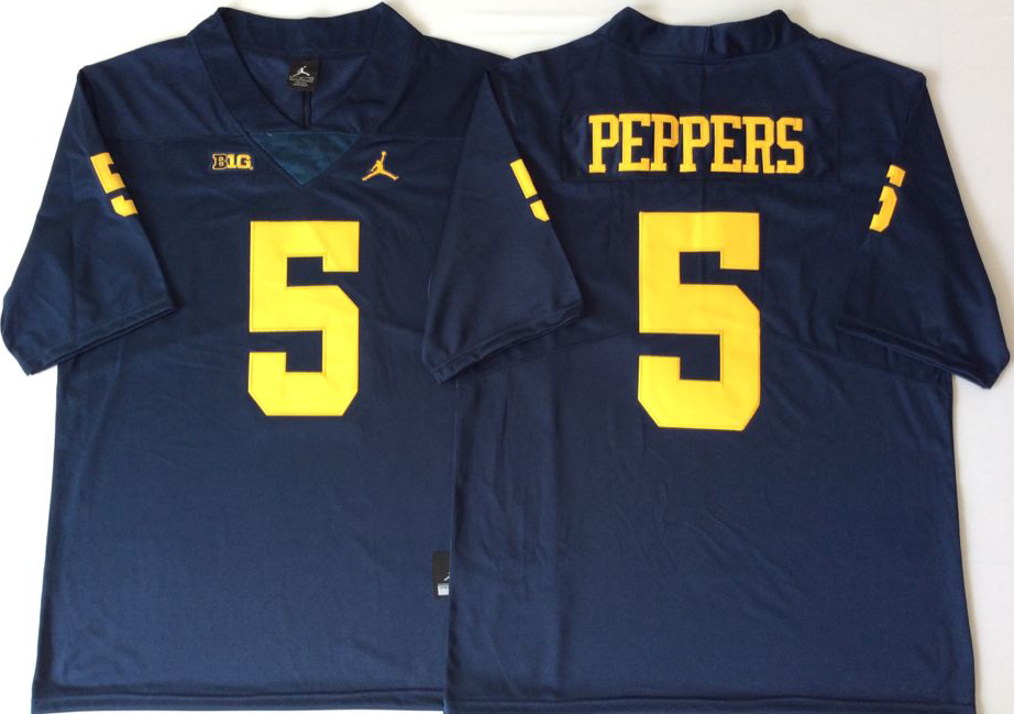 Michigan Wolverines Blue #5 PEPPERS Jersey
