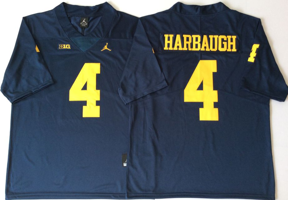 Michigan Wolverines Blue #4 HARBAUGH Jersey