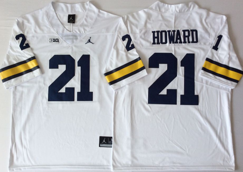 Michigan Wolverines White #21 HOWARD Jersey