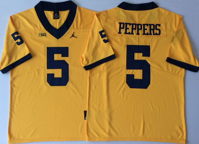 Michigan Wolverines YELLOW #5 PEPPERS Jersey