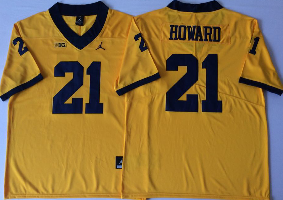 Michigan Wolverines YELLOW #21 HOWARD Jersey