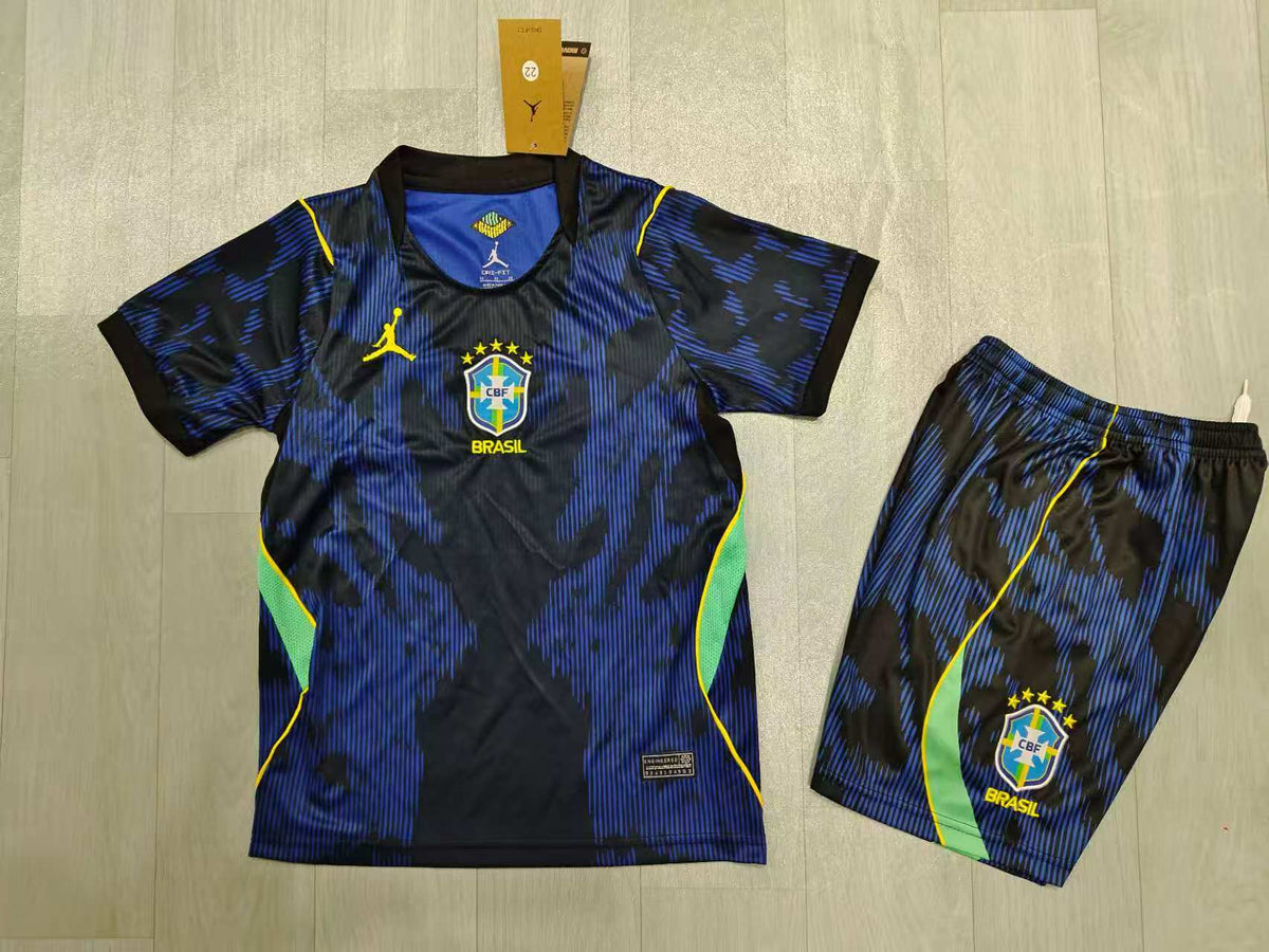 KIDS Brazil x Jordan Dri-FIT Strike Training/Match Kit – Dark Blue/Black/Green