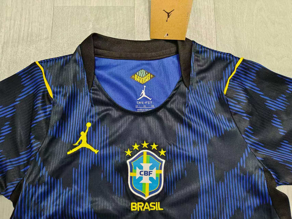 KIDS Brazil x Jordan Dri-FIT Strike Training/Match Kit – Dark Blue/Black/Green