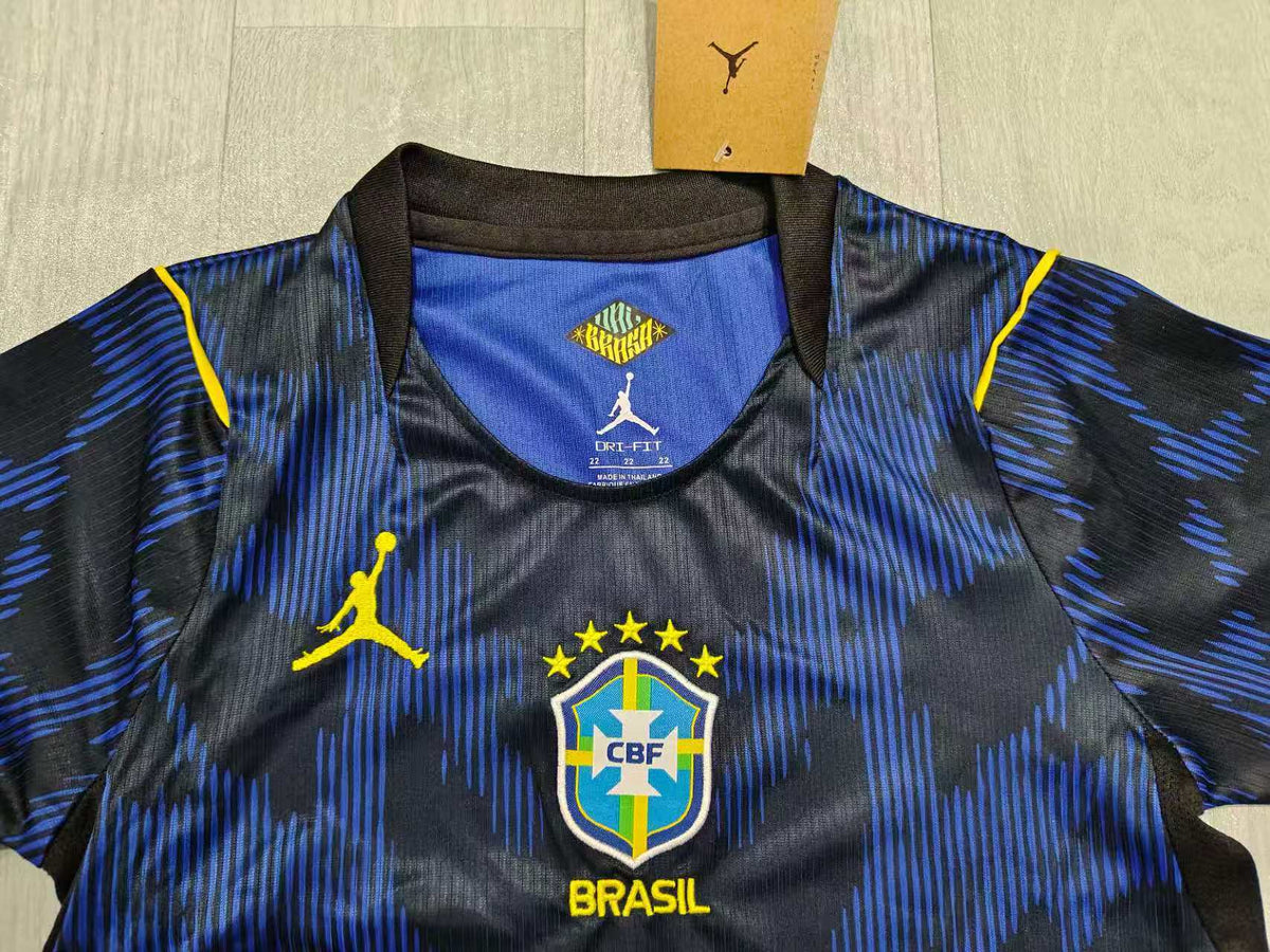 KIDS Brazil x Jordan Dri-FIT Strike Training/Match Kit – Dark Blue/Black/Green