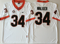 Georgia Bulldogs White #34 WALKER Jersey