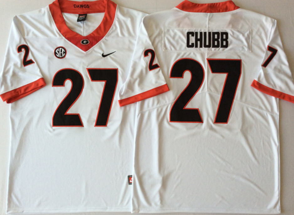 Georgia Bulldogs White #27 CHUBB Jersey