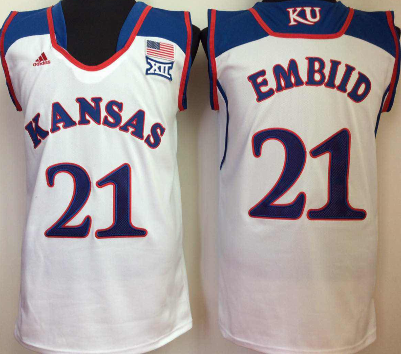 Kansas Jayhawks White #21 EMBIID Jersey