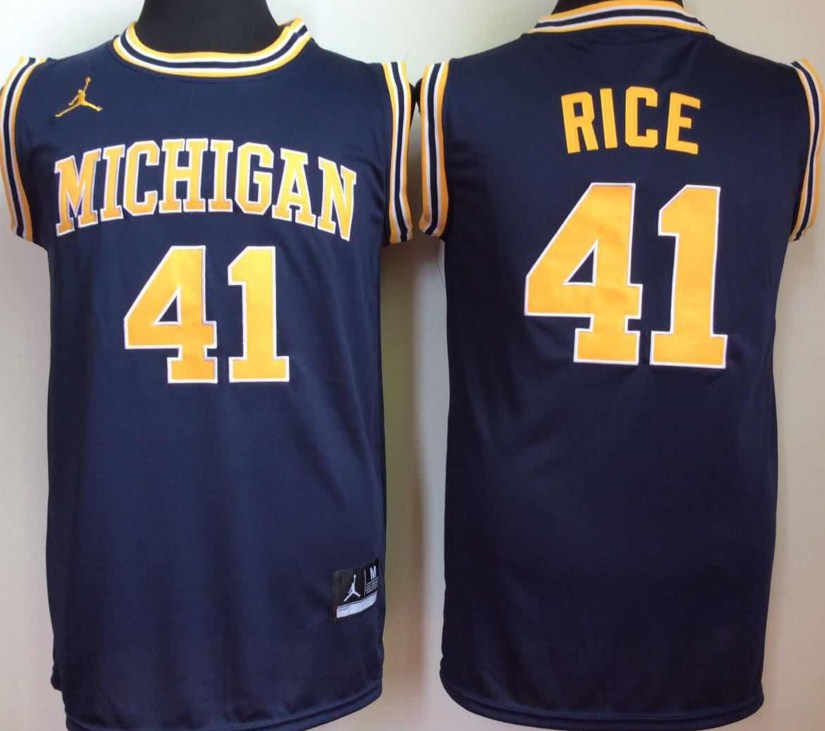 Michigan Wolverines Blue #41 RICE Jersey