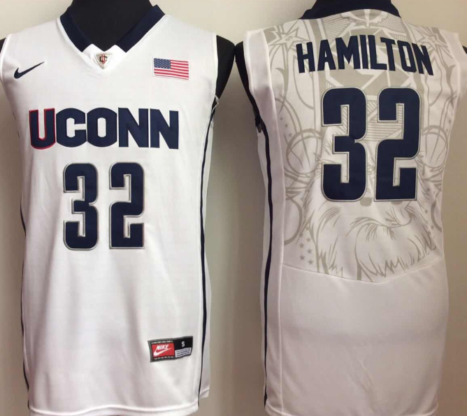 Uconn Huskies White #32 HAMILTON Jersey