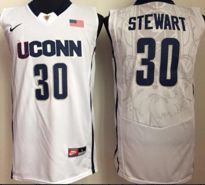 Uconn Huskies #30 White STEWART Jersey
