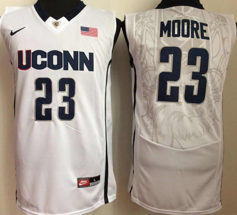Uconn Huskies #23 White MOORE Jersey