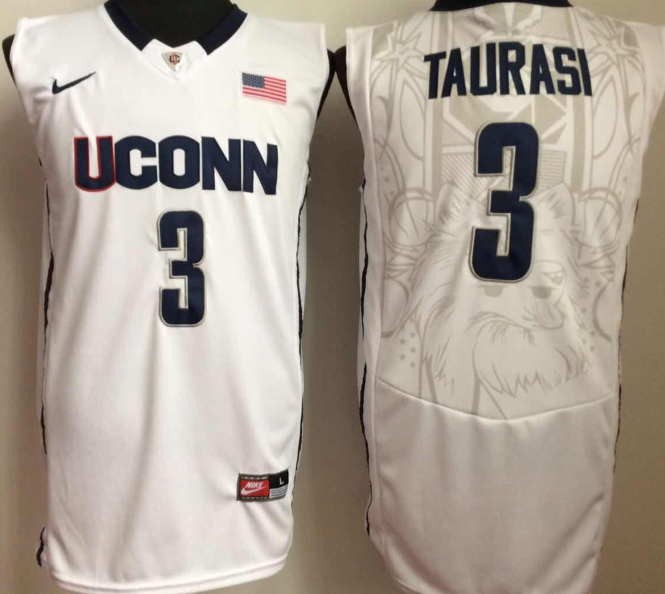 Uconn Huskies #3 White TAURASI Jersey
