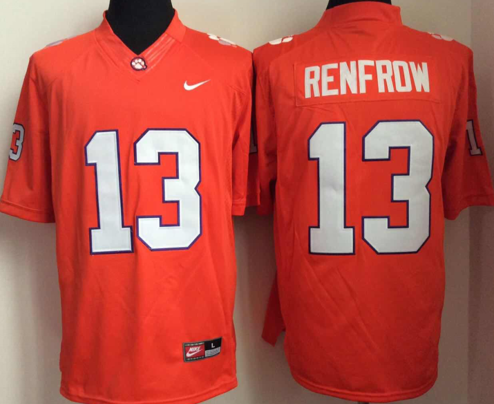 Clemson Tigers #13 RENFROW Orange Jersey