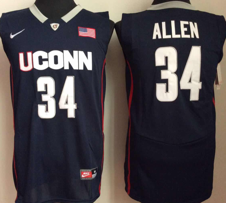 Uconn Huskies #34 Blue ALLEN Jersey