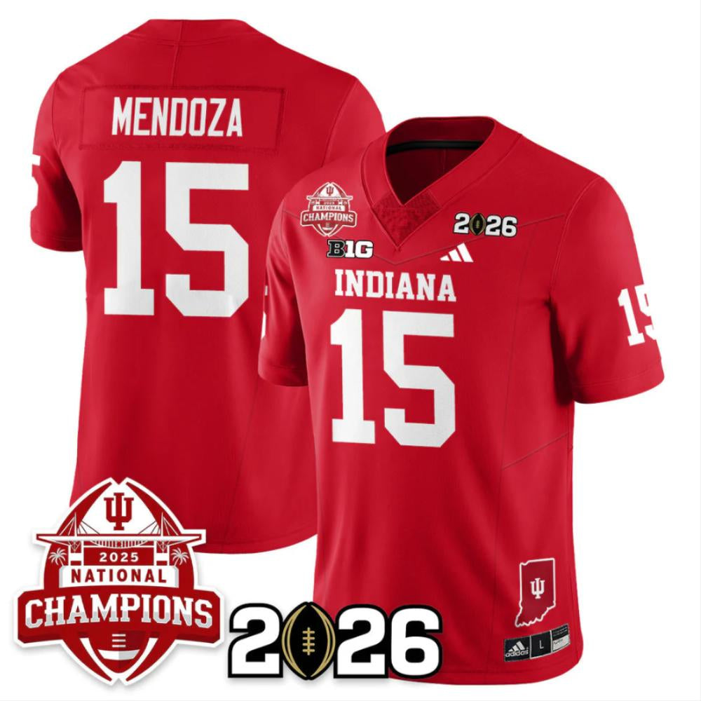 #15 Fernando Mendoza Indiana Hoosiers National Champions V2 Red Jersey
