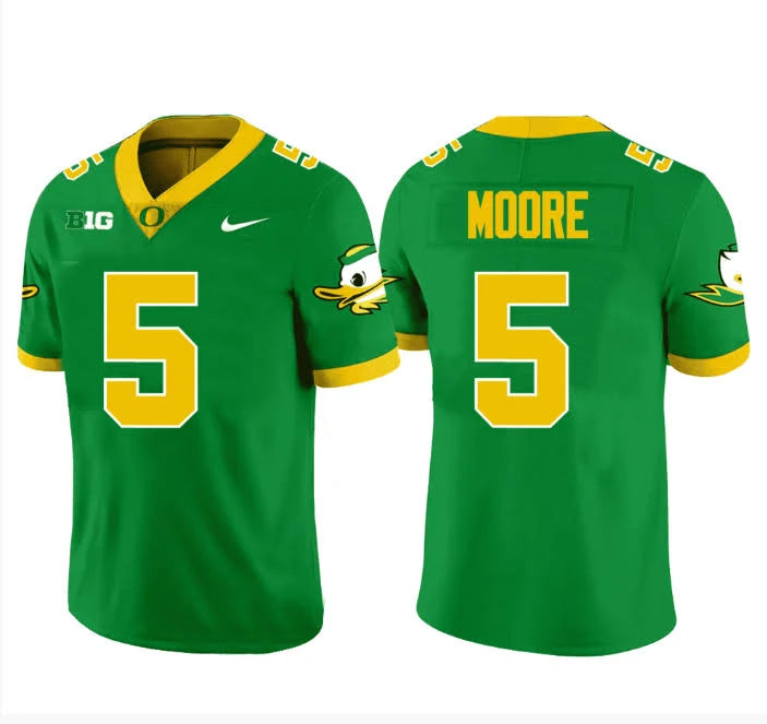 #5 Dakorien Moore  Oregon Ducks Football Green Jersey