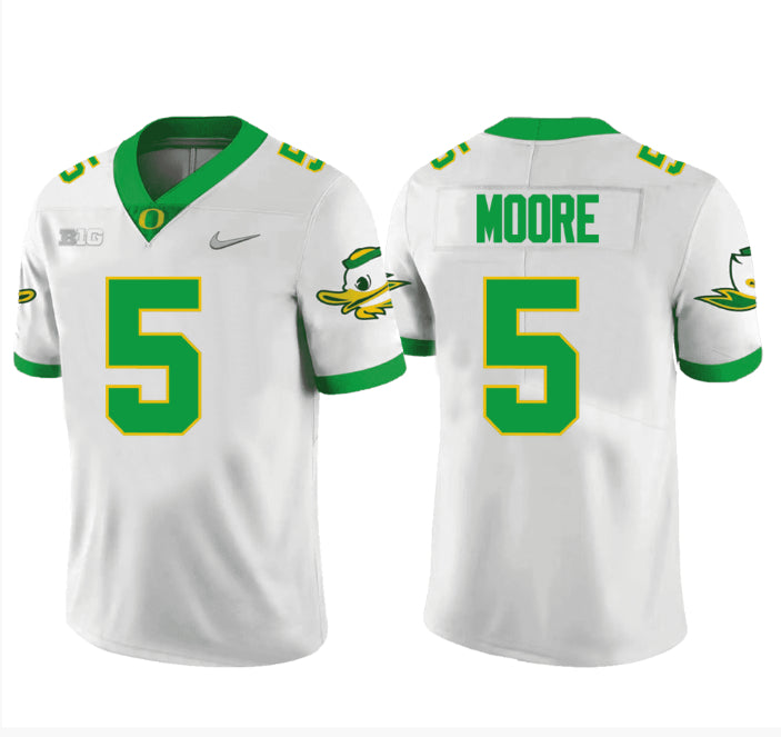 #5 Dakorien Moore Oregon Ducks Football White Jersey