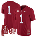 #1 No Name Alabama Crimson Tide Crimson Alabama Map SEC Patch Stitched Football Jersey