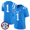 #1 Ole Miss Rebels Powder Blue Stitched College Football Jersey No Name On Back