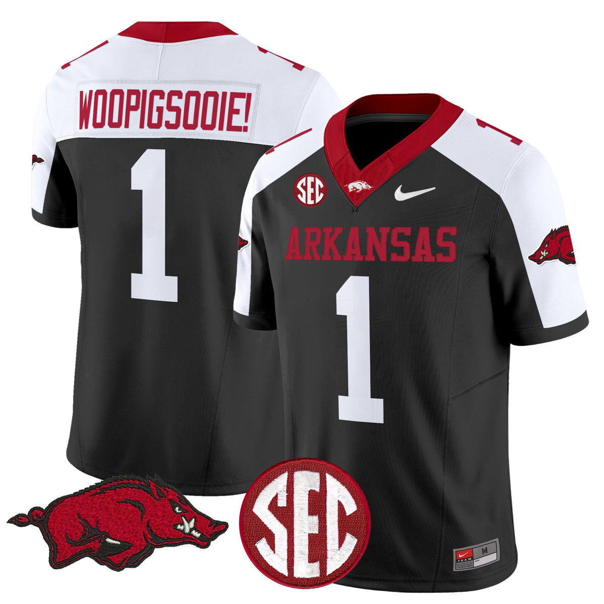 #1 Woo Pig Sooie Arkansas Razorbacks Limited Stitched Black Alternate Jersey