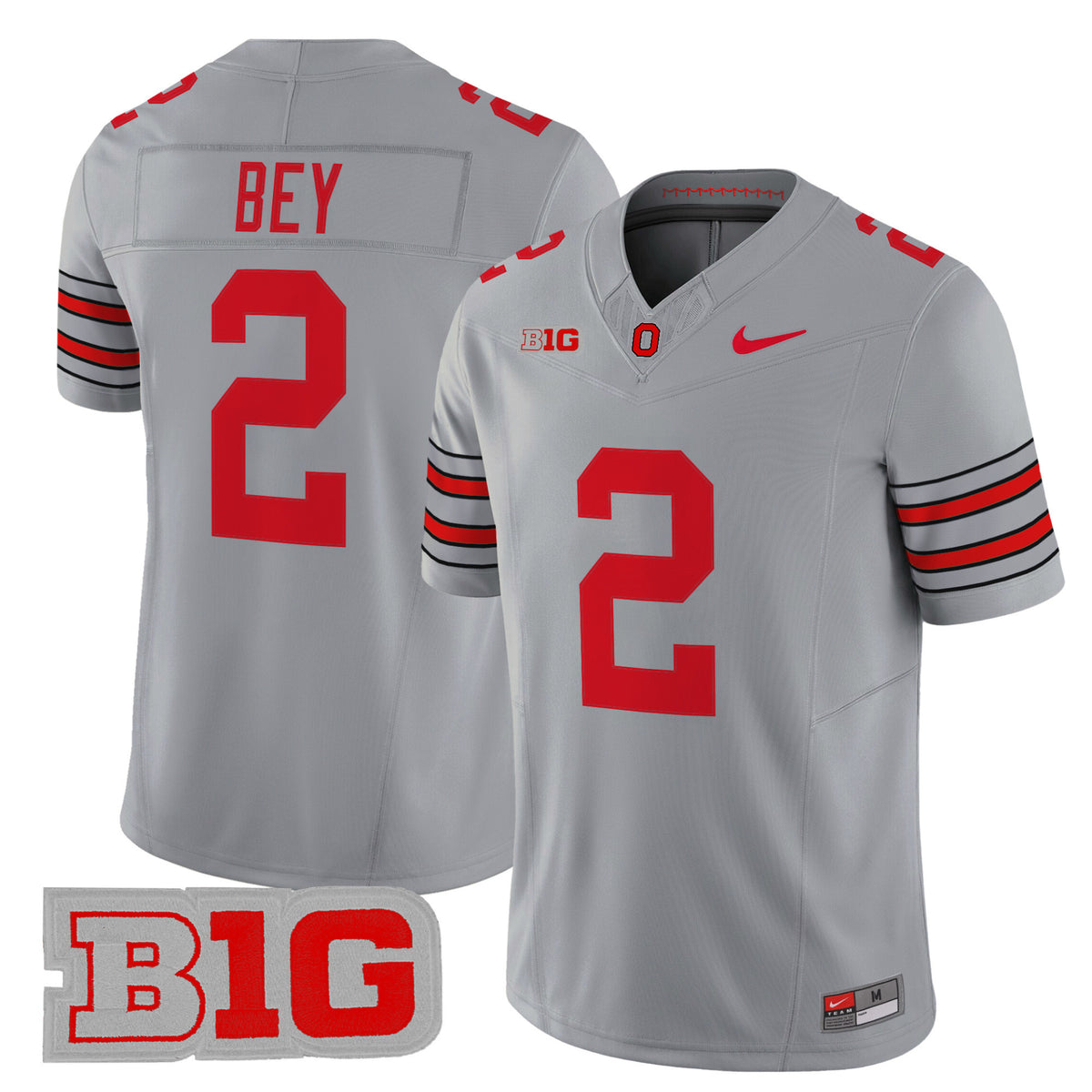 #2 Bey Ohio State Buckeyes Gray Stitched College Football Jersey