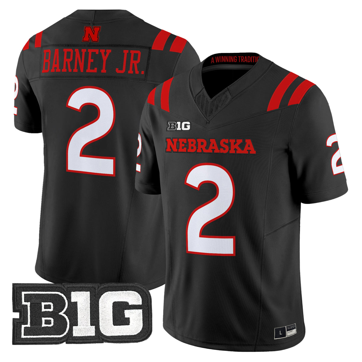 #2 Barney Jr. Nebraska Cornhuskers Black Stitched College Football Jersey
