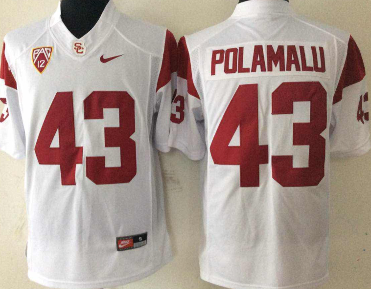 USC Trojans White #43 POLAMALU Jersey