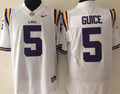LSU Tigers #5 White  GUICE Jersey