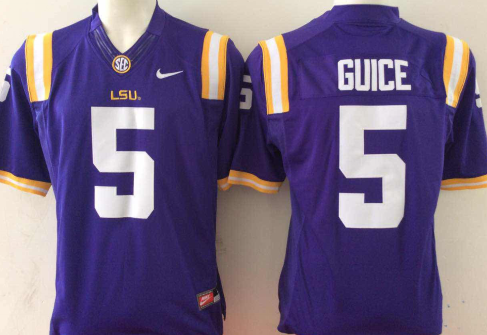 LSU Tigers #5 Purple GUICE Jersey