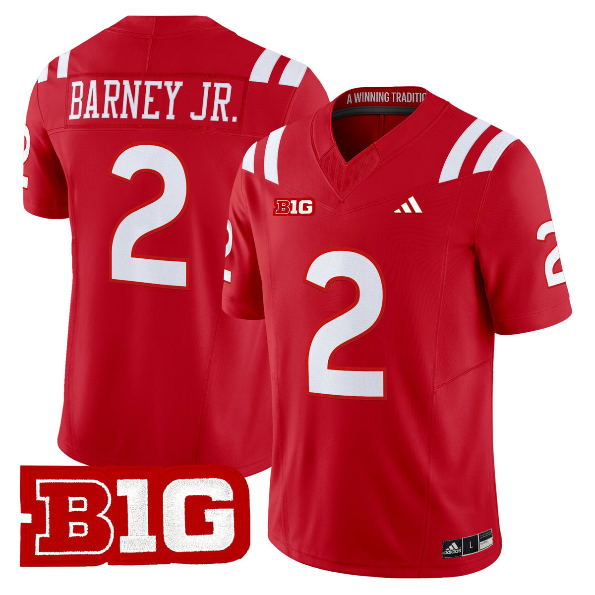 #2 Barney Jr. Nebraska Cornhuskers Red Stitched College Football Jersey