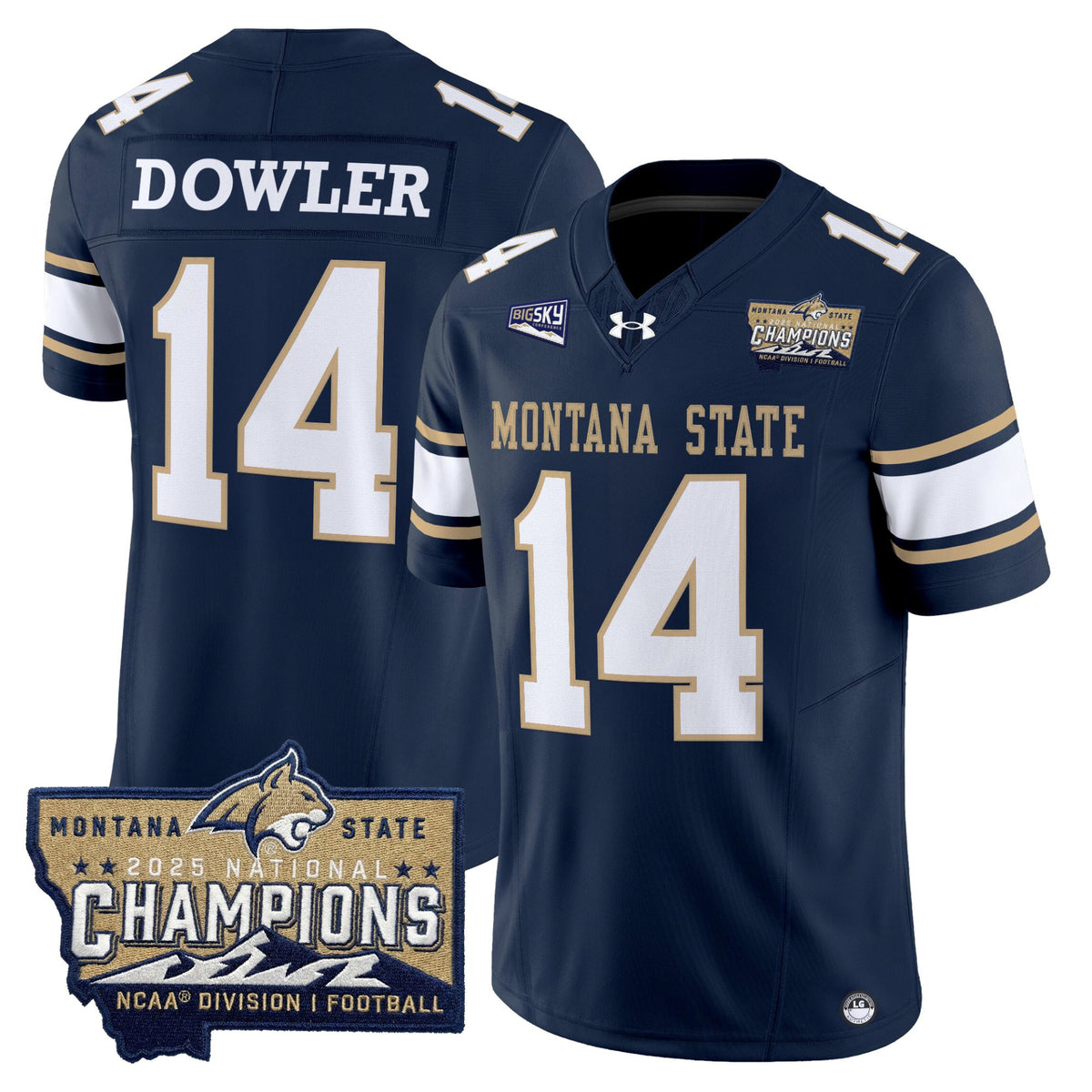 #14 Men T. Dowler Montana State Bobcats Football 2025 National Champions Jersey