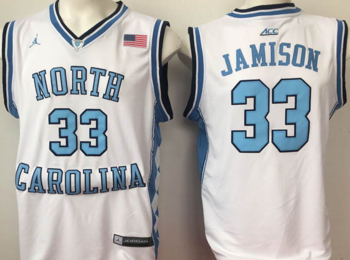 North Carolina Tar Heels White #33 JAMISON Jersey