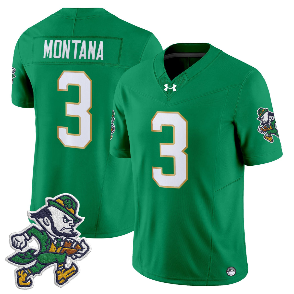 #3 Joe Montana Notre Dame Fighting Irish 2026 Leprechaun Patch Jersey