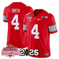 #4 Smith Ohio State Buckeyes Red Stitched College Football Jersey 2025 National Champions
