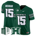 #15 Brennan Hawaii Rainbow Warriors Green Stitched College Football Jersey