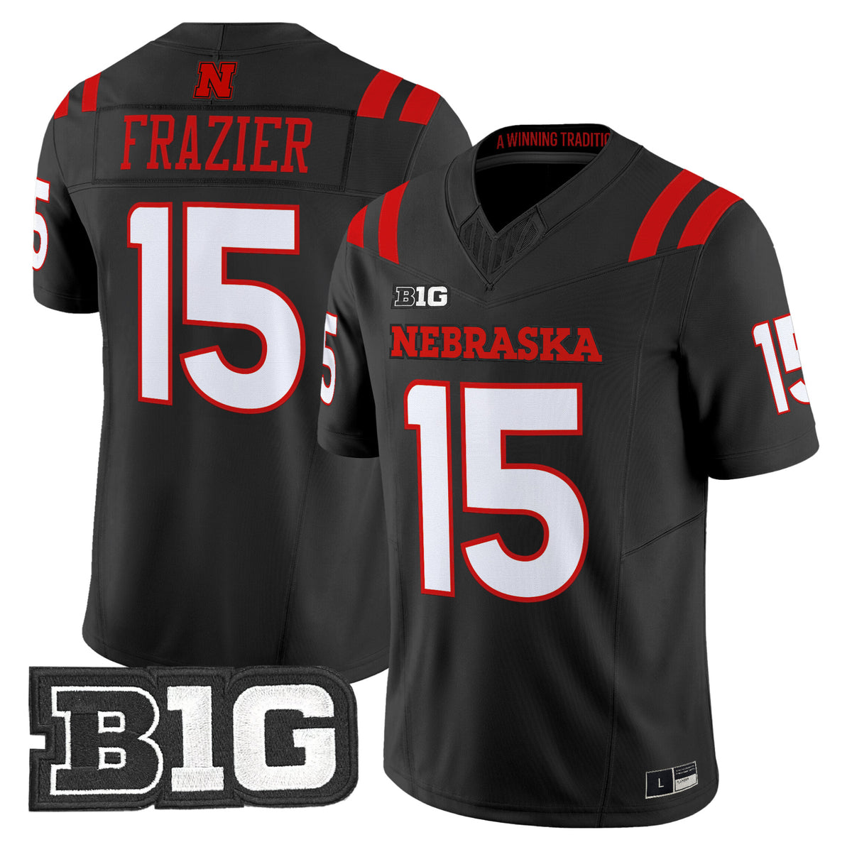 #15 Tommie Frazier Nebraska Cornhuskers 2026 Alternate All-black Stitched Jersey