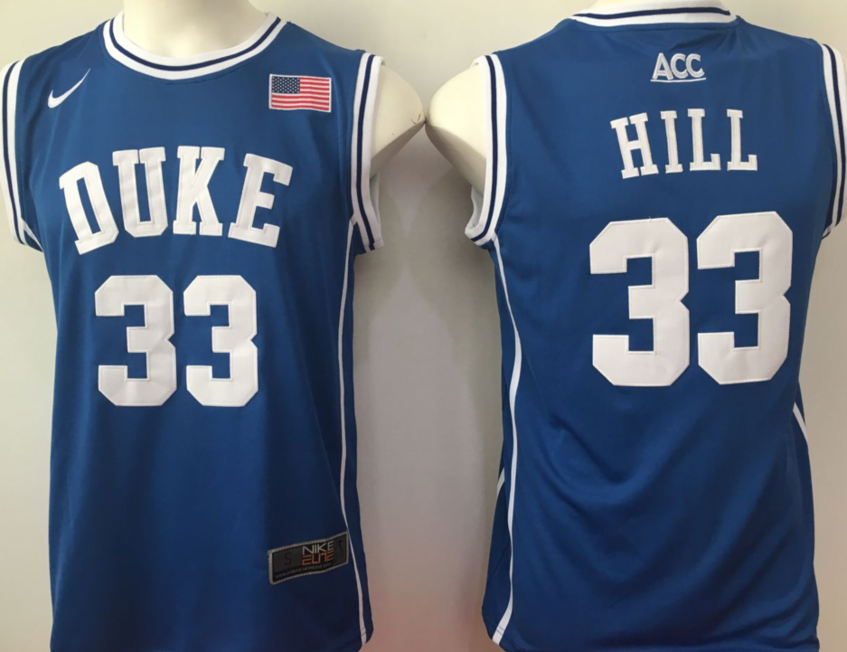 Duke Blue Devils Blue #33 HILL Jersey