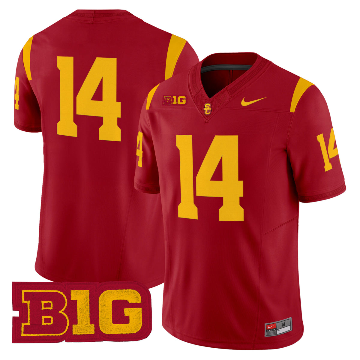 #14 USC Trojans Cardinal B1G Patch Stitched Football Jersey